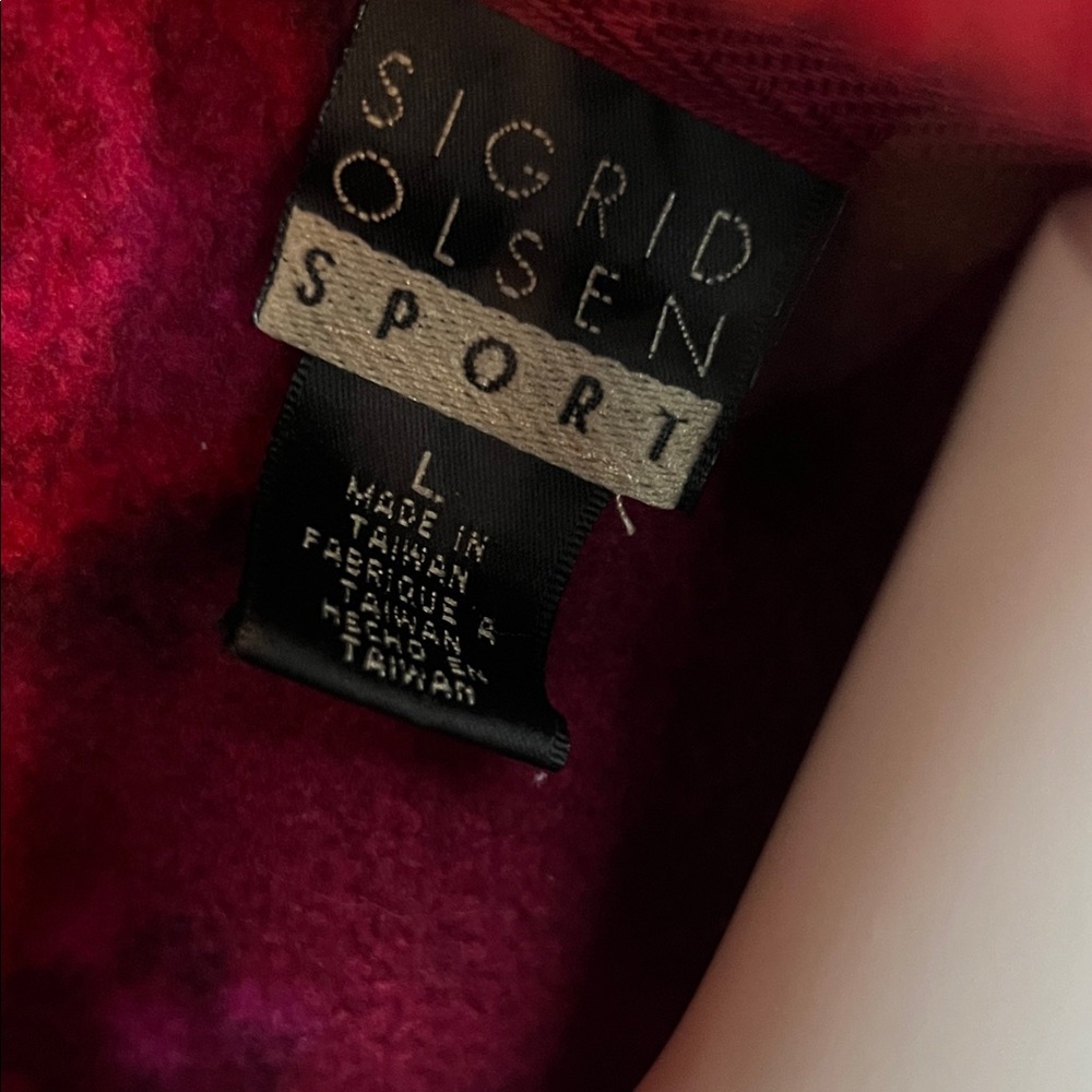 Sigrid Olsen Burgundy fleece jacket with unique buttons size large oversized - Picture 2 of 9